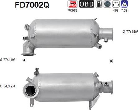 AS FD7002Q - Soot / Particulate Filter, exhaust system autospares.lv