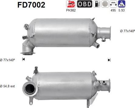 AS FD7002 - Soot / Particulate Filter, exhaust system autospares.lv