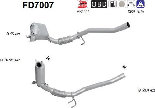 AS FD7007 - Soot / Particulate Filter, exhaust system autospares.lv
