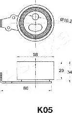 Ashika 45-0K-005 - Tensioner, timing belt autospares.lv