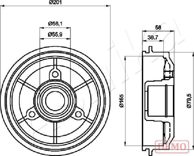 Ashika 56-00-0607C - Brake Drum autospares.lv