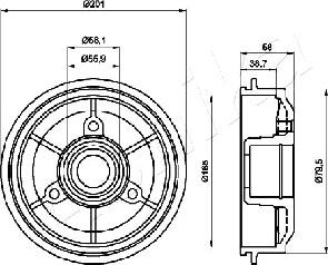 Ashika 56-00-0607 - Brake Drum autospares.lv