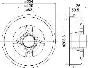 Ashika 56-00-0704 - Brake Drum autospares.lv