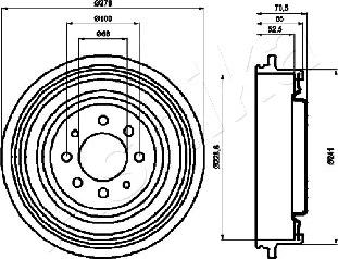 Ashika 56-00-0703 - Brake Drum autospares.lv