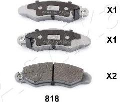 Ashika 50-08-818 - Brake Pad Set, disc brake autospares.lv