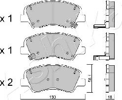 Ashika 50-0H-H27 - Brake Pad Set, disc brake autospares.lv