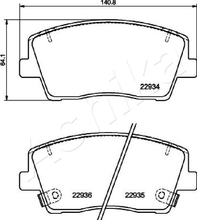 Ashika 50-0K-K34 - Brake Pad Set, disc brake autospares.lv