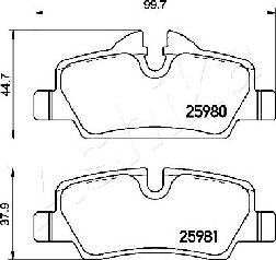 Ashika 51-00-0118 - Brake Pad Set, disc brake autospares.lv