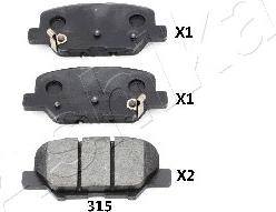 Ashika 51-03-315 - Brake Pad Set, disc brake autospares.lv