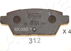 Ashika 51-03-312 - Brake Pad Set, disc brake autospares.lv
