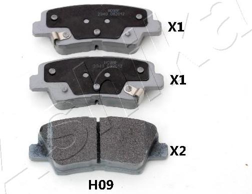 Ashika 51-0H-H09 - Brake Pad Set, disc brake autospares.lv