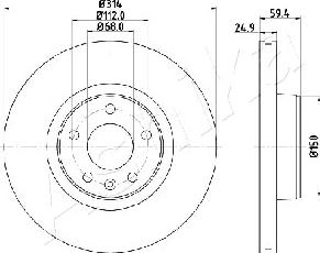 Ashika 60-00-0927 - Brake Disc autospares.lv