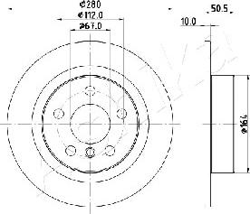 Ashika 61-00-0105 - Brake Disc autospares.lv