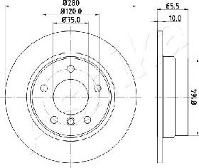 Ashika 61-00-0100 - Brake Disc autospares.lv