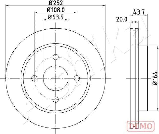 Ashika 61-00-0308C - Brake Disc autospares.lv