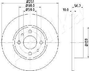 Ashika 61-00-0206 - Brake Disc autospares.lv