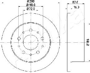 Ashika 61-00-0216 - Brake Disc autospares.lv