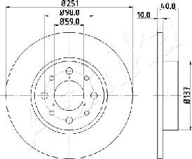 Ashika 61-00-0210 - Brake Disc autospares.lv