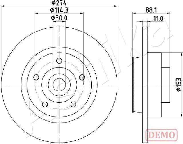 Ashika 61-00-0705C - Brake Disc autospares.lv