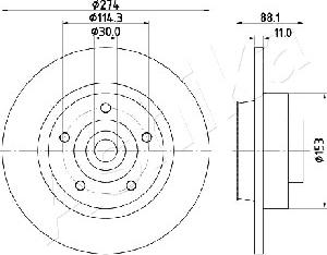 Ashika 61-00-0705 - Brake Disc autospares.lv