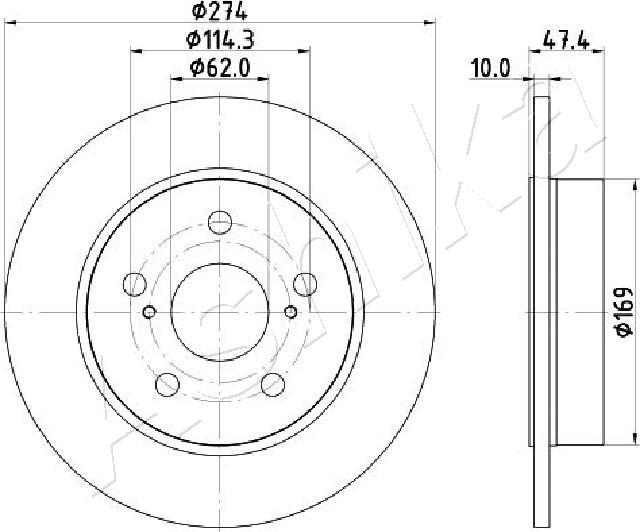 Ashika 61-02-274C - Brake Disc autospares.lv