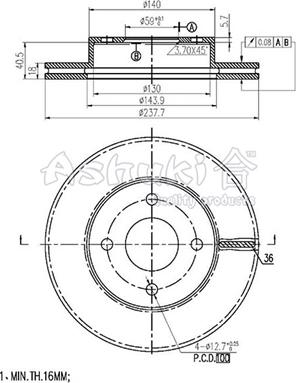 Ashuki 0990-9701 - Brake Disc autospares.lv