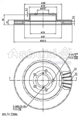 Ashuki 0990-5107 - Brake Disc autospares.lv