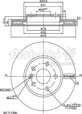 Ashuki 0990-6190 - Brake Disc autospares.lv