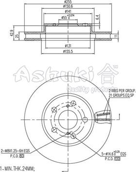 Ashuki 0990-6212 - Brake Disc autospares.lv