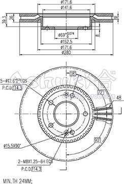 Ashuki 0990-0350 - Brake Disc autospares.lv