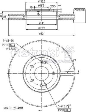 Ashuki 0990-1350 - Brake Disc autospares.lv