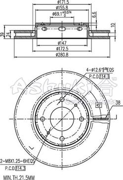 Ashuki 0990-3505 - Brake Disc autospares.lv