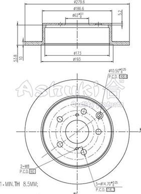 Ashuki 0993-5502 - Brake Disc autospares.lv