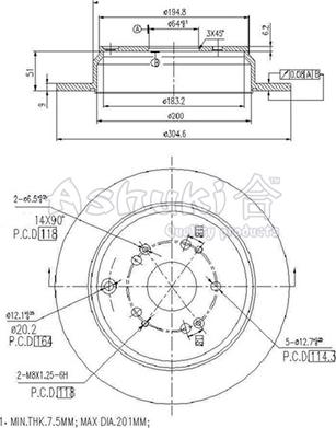 Ashuki 0993-0304 - Brake Disc autospares.lv