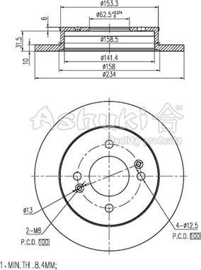 Ashuki 0993-1130 - Brake Disc autospares.lv