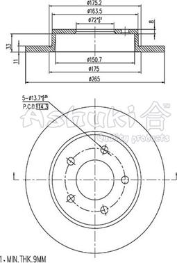 Ashuki 0993-1303 - Brake Disc autospares.lv