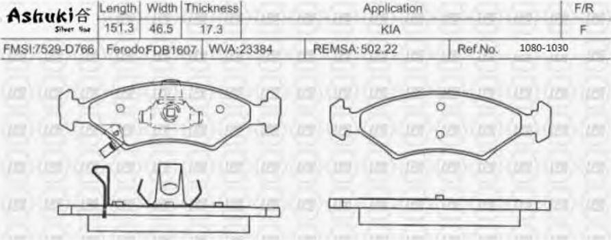 Ashuki 1080-1030 - Brake Pad Set, disc brake autospares.lv