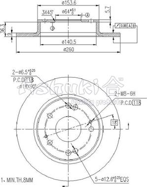 Ashuki H038-45 - Brake Disc autospares.lv