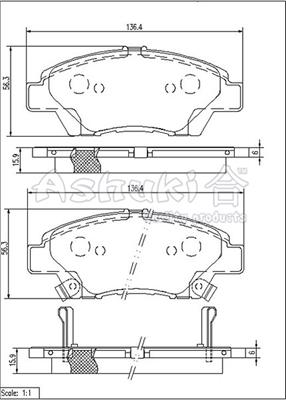 Ashuki H025-62 - Brake Pad Set, disc brake autospares.lv