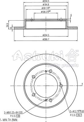 Ashuki K016-50 - Brake Disc autospares.lv