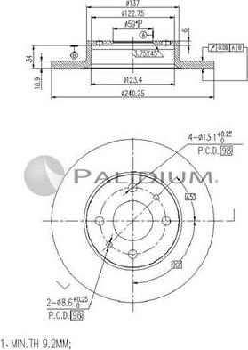 Ashuki P330-100 - Brake Disc autospares.lv