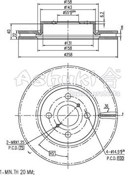 Ashuki T602-62 - Brake Disc autospares.lv