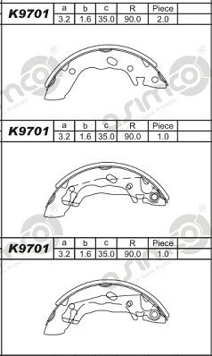 Asimco K9701 - Brake Shoe Set autospares.lv