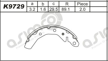 Asimco K9729 - Brake Shoe Set autospares.lv