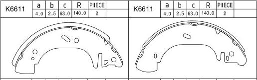 Asimco K6611 - Brake Shoe Set autospares.lv