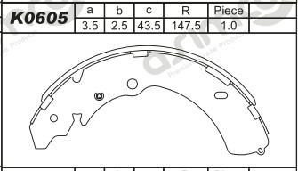 Asimco K0605 - Brake Shoe Set autospares.lv