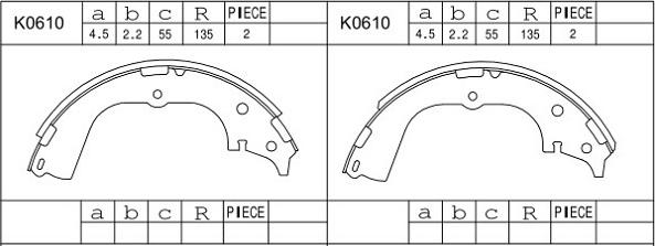 Asimco K0610 - Brake Shoe Set autospares.lv