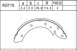 Asimco K0715 - Brake Shoe Set autospares.lv