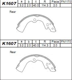 Asimco K1607 - Brake Shoe Set autospares.lv