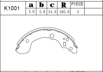 Asimco K1001 - Brake Shoe Set autospares.lv